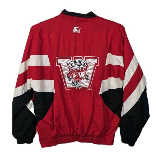Vintage 90s Men's Large Red Wisconsin Badgers Starter Pullover 1/2 Zip - Picture 6 of 8